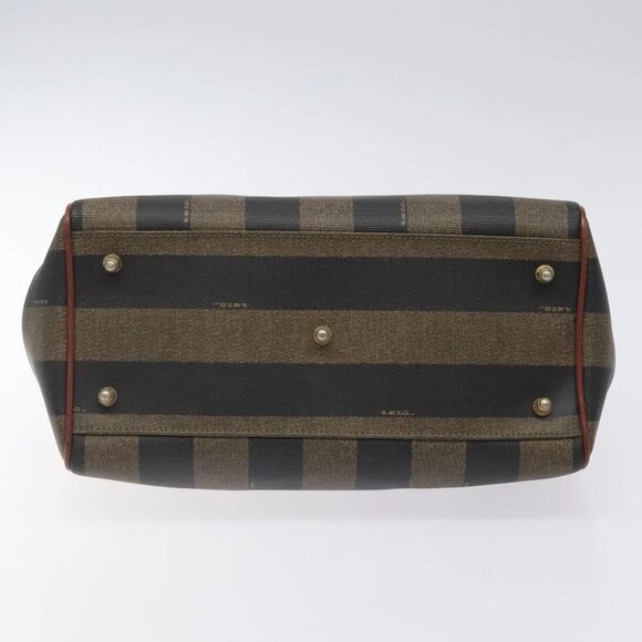FENDI Pecan Canvas Hand Bag Brown Black gold Auth yk18138 - Picture 7 of 15